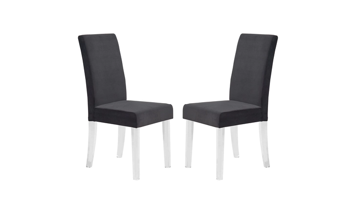 LCDACHBL  DALIA MODERN AND CONTEMPORARY DINING CHAIR IN BLACK VELVET WITH ACRYLIC LEGS - SET OF 2