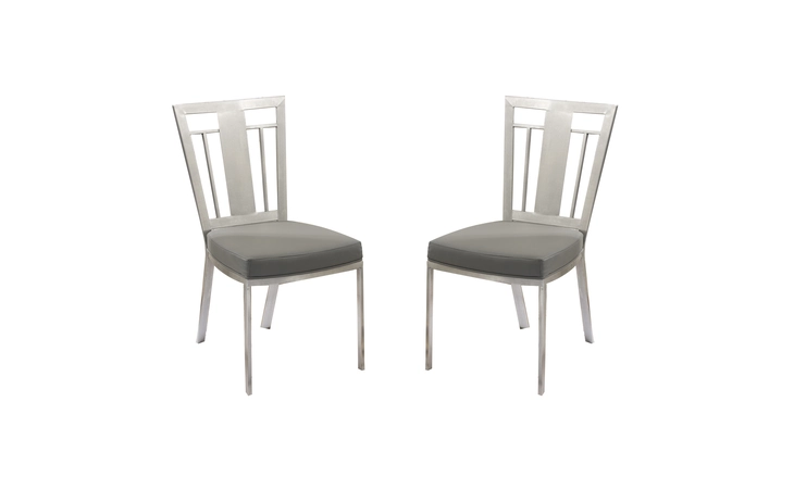 LCCLCHGRB201  CLEO CONTEMPORARY DINING CHAIR IN GRAY AND STAINLESS STEEL - SET OF 2