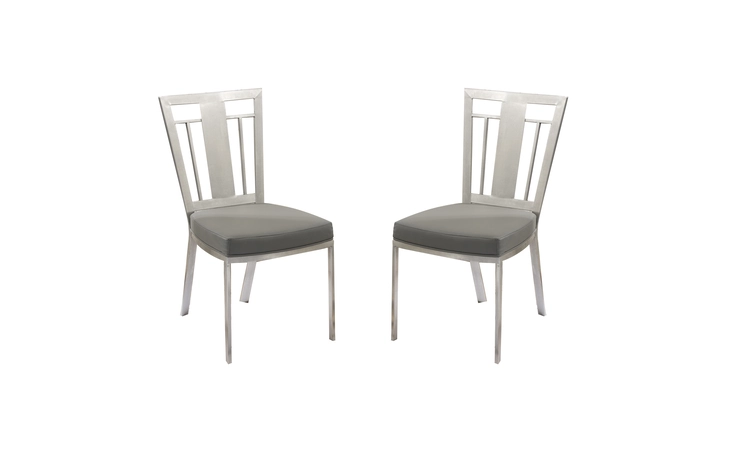 LCCLCHGRB201 CLEO CONTEMPORARY DINING CHAIR IN GRAY AND STAINLESS STEEL - SET OF 2 ARMEN LIVING  LCCLCHGRB201