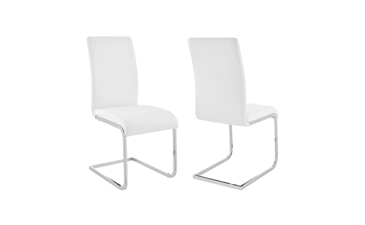 LCAMSIWH  AMANDA CONTEMPORARY SIDE CHAIR IN WHITE FAUX LEATHER AND CHROME FINISH - SET OF 2