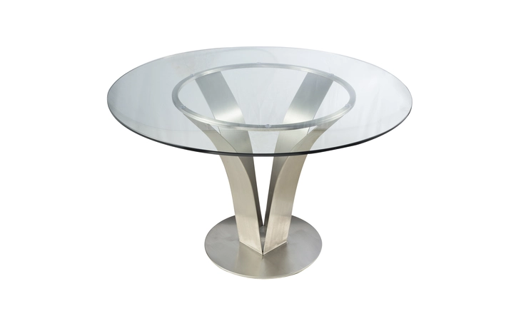 LCCLDIB201TO  CLEO CONTEMPORARY DINING TABLE IN STAINLESS STEEL WITH CLEAR GLASS