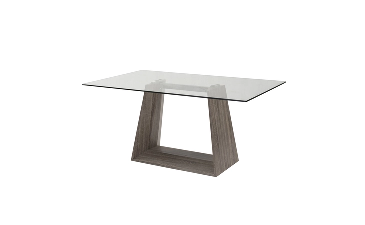 LCBRDIGLTO  BRAVO CONTEMPORARY DINING TABLE IN DARK SONOMA BASE WITH CLEAR GLASS