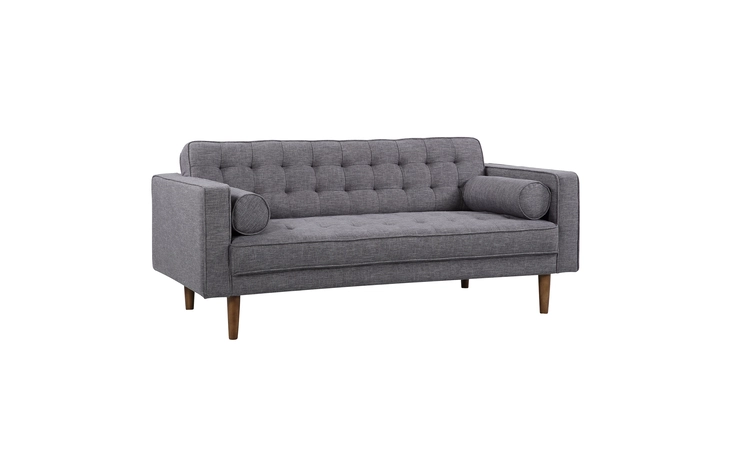 LCEL2DG  ELEMENT MID-CENTURY MODERN LOVESEAT IN DARK GRAY LINEN AND WALNUT LEGS