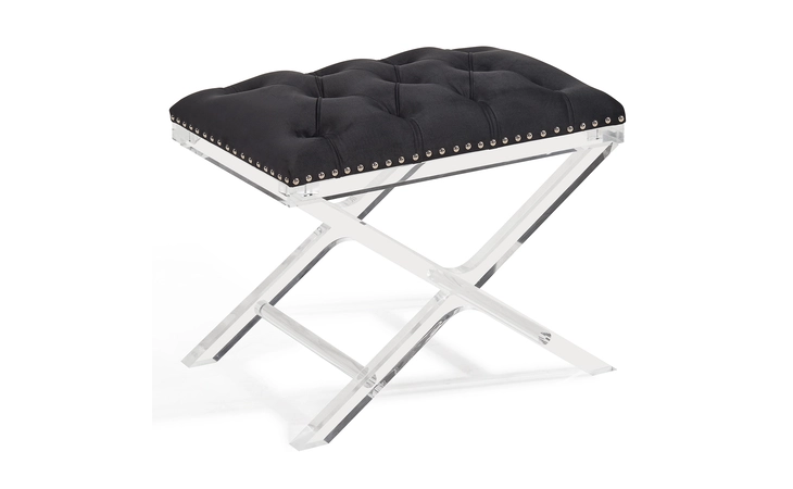 LCCOOTBL CODY MODERN AND CONTEMPORARY TUFTED OTTOMAN IN BLACK VELVET WITH ACRYLIC LEGS ARMEN LIVING  LCCOOTBL