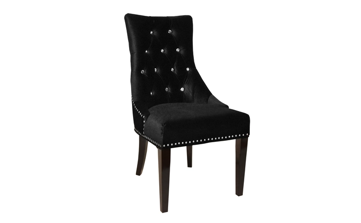 LCF024TUSIBL  CARLYLE TUFTED VELVET SIDE CHAIR WITH NAILHEAD TRIM IN BLACK