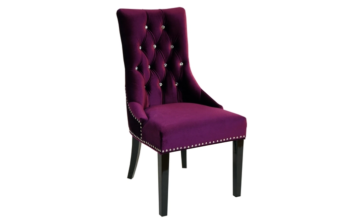 LCF024TUSIPU  CARLYLE TUFTED VELVET SIDE CHAIR WITH NAILHEAD TRIM IN PURPLE