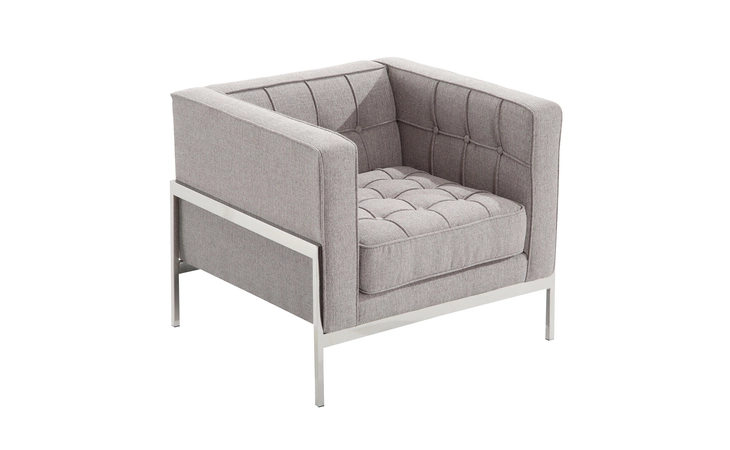 LCAN1GR  ANDRE CONTEMPORARY CHAIR IN GRAY TWEED AND STAINLESS STEEL