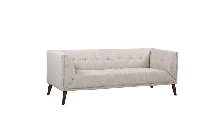 LCHU3BE HUDSON MID-CENTURY BUTTON-TUFTED SOFA IN BEIGE LINEN AND WALNUT LEGS ARMEN LIVING  LCHU3BE