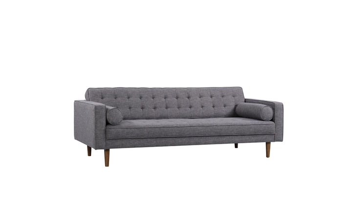 LCEL3DG  ELEMENT MID-CENTURY MODERN SOFA IN DARK GRAY LINEN AND WALNUT LEGS