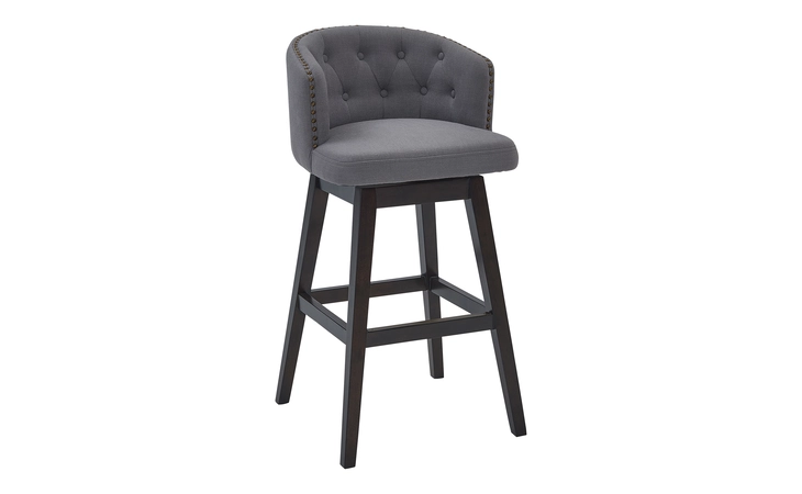LCCIBAESGR26 CELINE 26 COUNTER HEIGHT SWIVEL GRAY FABRIC AND ESPRESSO WOOD BAR STOOL ARMEN LIVING  LCCIBAESGR26
