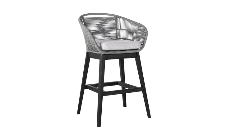 LCTFBAGRBL30 TUTTI FRUTTI INDOOR OUTDOOR BAR HEIGHT BAR STOOL IN BLACK BRUSHED WOOD WITH GRAY ROPE ARMEN LIVING  LCTFBAGRBL30