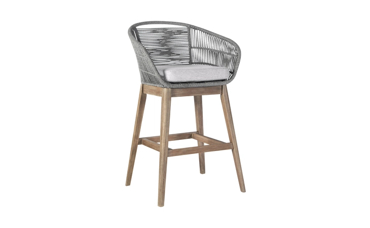 LCTFBAGRTK30 TUTTI FRUTTI INDOOR OUTDOOR BAR HEIGHT BAR STOOL IN AGED TEAK WOOD WITH GRAY ROPE ARMEN LIVING  LCTFBAGRTK30