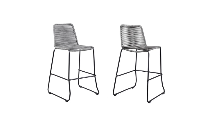 LCSTBABLGRY30 SHASTA 30 OUTDOOR METAL AND GRAY ROPE STACKABLE BARSTOOL - SET OF 2 ARMEN LIVING  LCSTBABLGRY30
