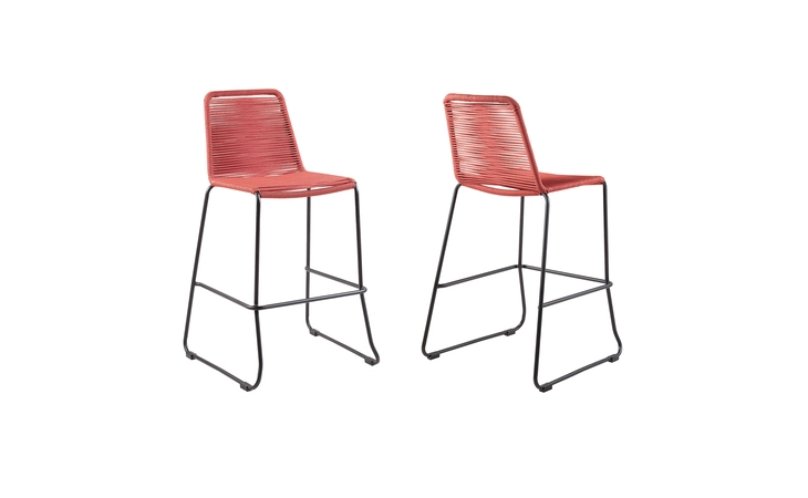 LCSTBABLBRK26 SHASTA 26 OUTDOOR METAL AND BRICK RED ROPE STACKABLE COUNTER STOOL - SET OF 2 ARMEN LIVING  LCSTBABLBRK26