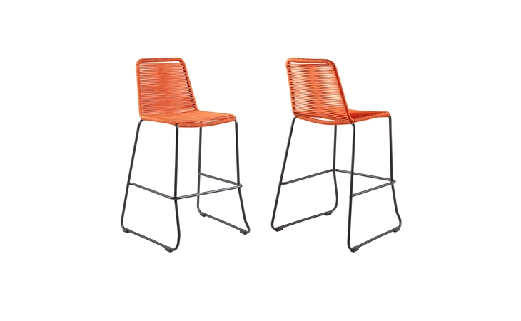 LCSTBABLTNG26 SHASTA 26 OUTDOOR METAL AND TANGERINE ROPE STACKABLE COUNTER STOOL - SET OF 2 ARMEN LIVING  LCSTBABLTNG26