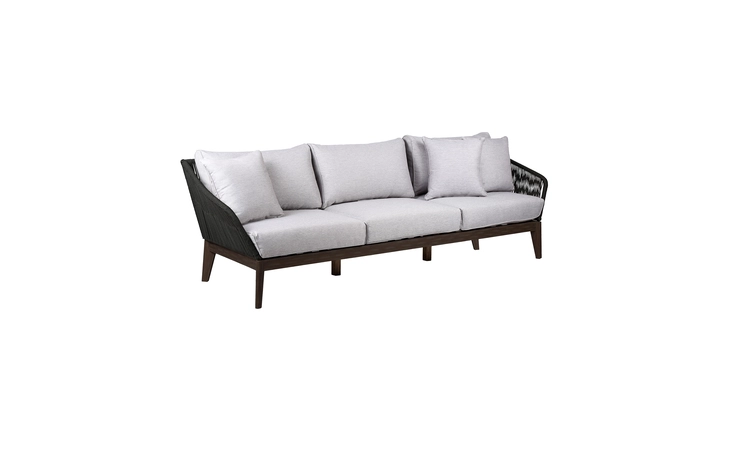 LCATSOWDDK ATHOS INDOOR OUTDOOR 3 SEATER SOFA IN DARK EUCALYPTUS WOOD WITH CHARCOAL ROPE AND GRAY CUSHIONS ARMEN LIVING  LCATSOWDDK