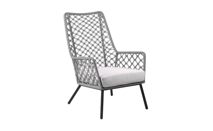 LCMPCHGRY  MARCO INDOOR OUTDOOR STEEL LOUNGE CHAIR WITH GRAY ROPE AND GRAY CUSHION