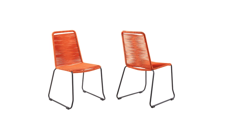 LCSHSITNG SHASTA OUTDOOR METAL AND ROPE STACKABLE DINING CHAIR - SET OF 2 ARMEN LIVING  LCSHSITNG