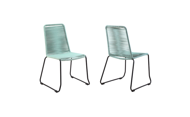 LCSHSIWSB SHASTA OUTDOOR METAL AND ROPE STACKABLE DINING CHAIR - SET OF 2 ARMEN LIVING  LCSHSIWSB