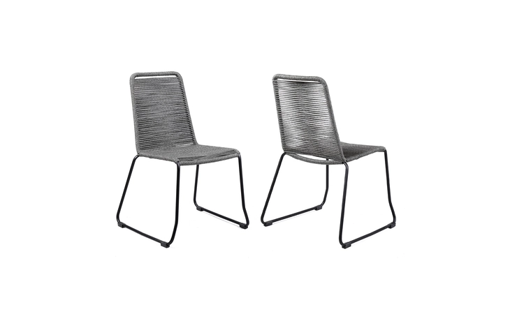 LCSHSICH SHASTA OUTDOOR METAL AND GRAY ROPE STACKABLE DINING CHAIR - SET OF 2 ARMEN LIVING  LCSHSICH