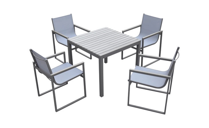 SETODBI  BISTRO DINING SET GRAY POWDER COATED FINISH (TABLE WITH 4 CHAIRS)