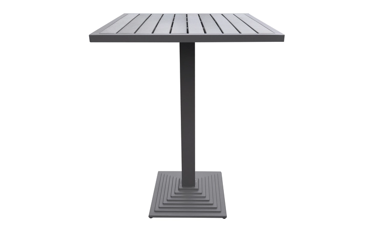 LCMABTGR  MARINA OUTDOOR GRAY PATIO BAR TABLE IN GRAY POWDER COATED FINISH AND GRAY WOOD TOP