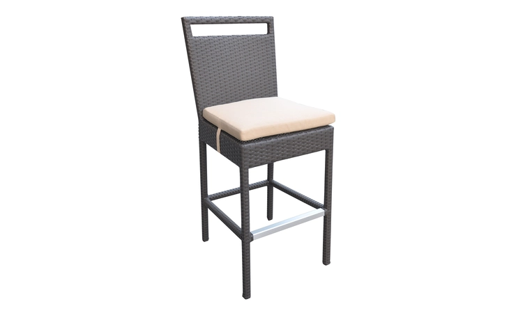 LCTRBABE TROPEZ OUTDOOR PATIO WICKER BARSTOOL WITH WATER RESISTANT BEIGE FABRIC CUSHIONS ARMEN LIVING  LCTRBABE