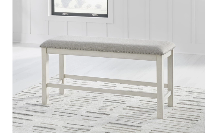 Robbinsdale DBL COUNTER UPH BENCH (1/CN) ASHLEY Antique White D642-09