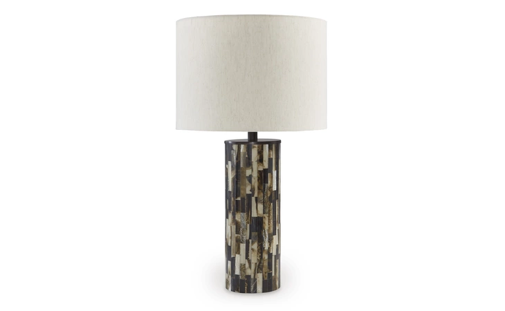 Ellford POLY TABLE LAMP (1/CN) ASHLEY Black/Brown/Cream L235684