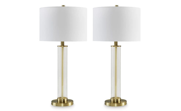 Orenman GLASS TABLE LAMP (2/CN) ASHLEY Clear/Brass Finish L431584