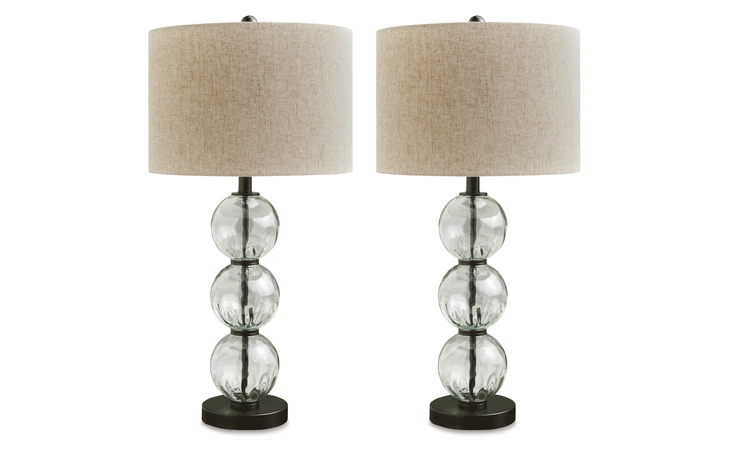 Airbal GLASS TABLE LAMP (2/CN) ASHLEY Clear/Black L431604
