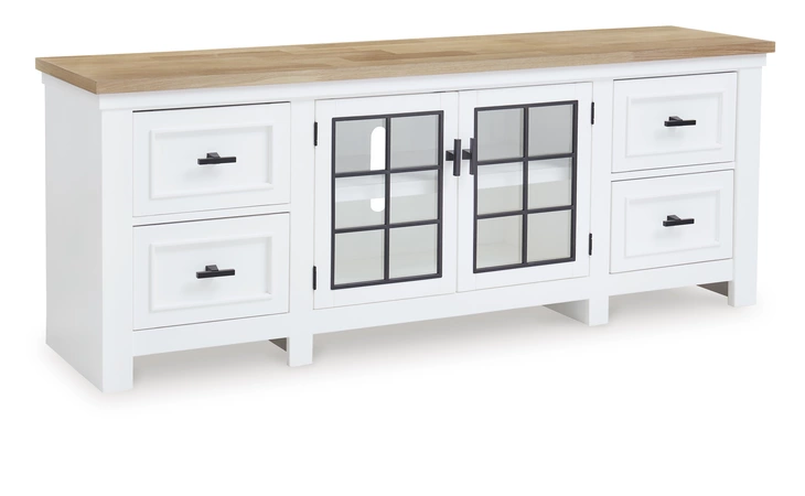 Ashbryn EXTRA LARGE TV STAND ASHLEY White/Natural W844-68