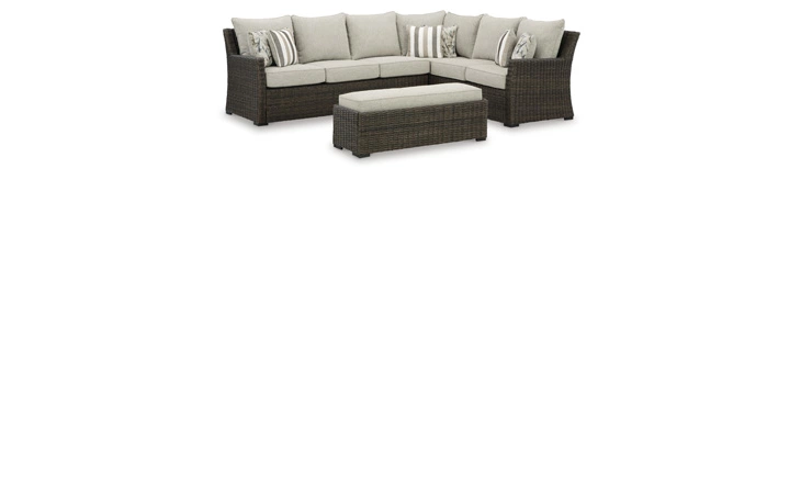 Brook Ranch SOFA SEC/BENCH W/CUSH (3/CN) ASHLEY Brown P465-822