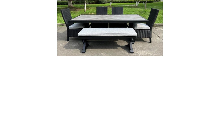 Beachcroft BENCH WITH CUSHION ASHLEY Black/Light Gray P792-600