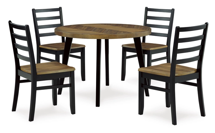 Blondon ROUND DRM TABLE SET (5/CN) ASHLEY Brown/Black D413-225