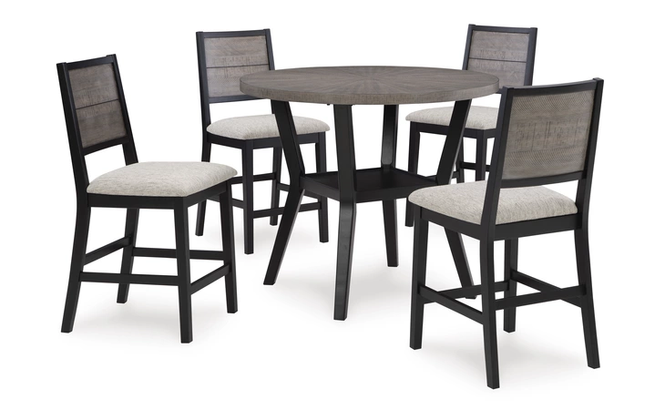 ROUND COUNTER TABLE SET (5/CN) ASHLEY Corloda Black/Gray D426-223