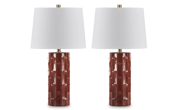 Jacemour CERAMIC TABLE LAMP (2/CN) ASHLEY Burnt Umber L178014