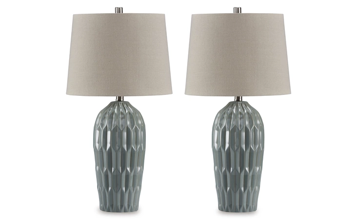 Hadbury CERAMIC TABLE LAMP (2/CN) ASHLEY Pale Blue/Teal L178034