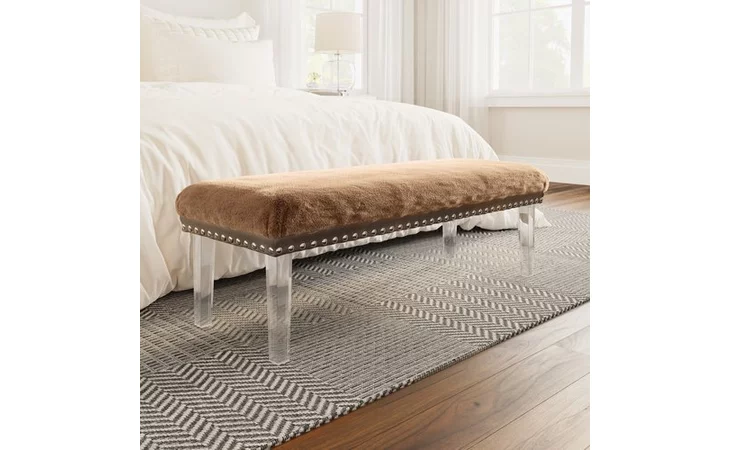 BRIANNA BENCH ACCENT BENCH W/FAUX FUR UPH BRIANNA BENCH JOFRAN  BRIANNAKD-BN-MINK