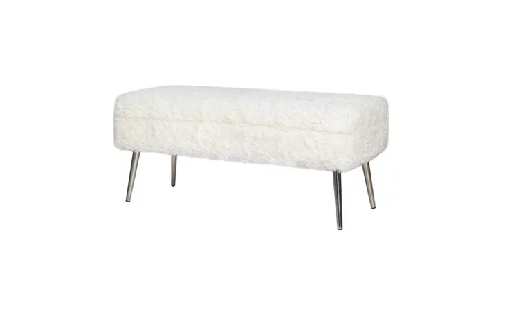 HUGGY SEATING ACCENT STORAGE BENCH W/FAUX FUR UPH HUGGY SEATING JOFRAN  HUGGYKD-BN-NATURAL