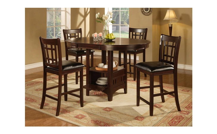 DINING TABLE - 42X 42X 60 CAPPUCCINO TOP W A LEAF MONARCH SPECIALTIES I1155  I1155