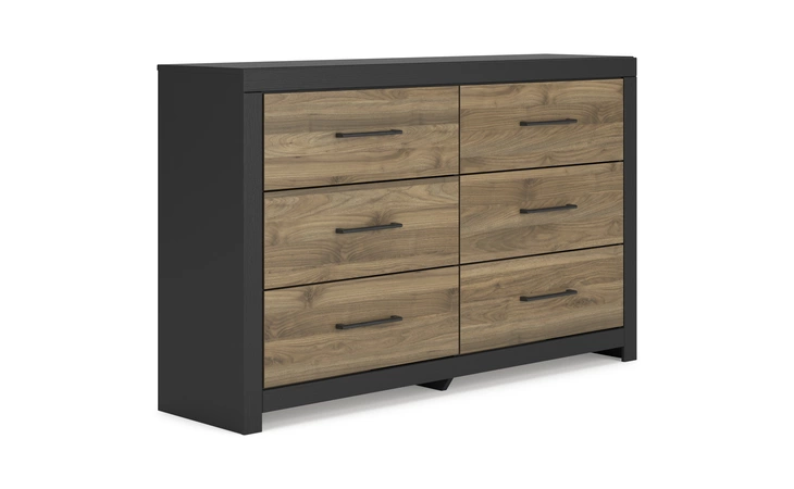 Vertani Six Drawer Dresser ASHLEY Black/Honey Brown B2073-31