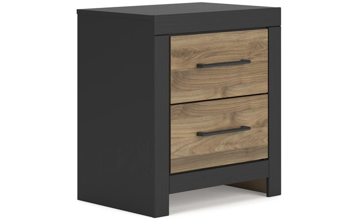 Vertani Two Drawer Night Stand ASHLEY Black/Honey Brown B2073-92