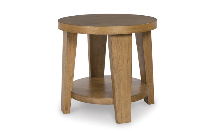 Kristiland Round End Table ASHLEY Light Brown T674-6