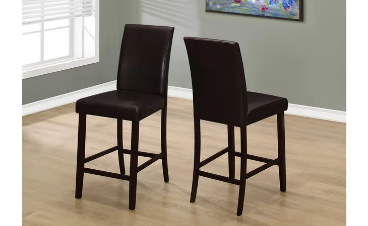 I1901  DINING CHAIR - 2PCS / BROWN LEATHER-LOOK COUNTER HEIGHT