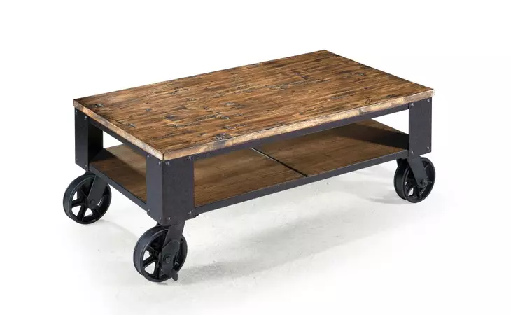 T1755-43  RECTANGULAR COFFEE TABLE (2 BRAKING CASTERS) T1755 - PINEBROOK