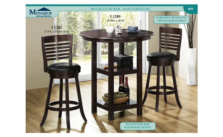 I1280  CAPPUCCINO SOLID TOP 36DIA BAR HEIGHT DINING TABLE 
 PG99