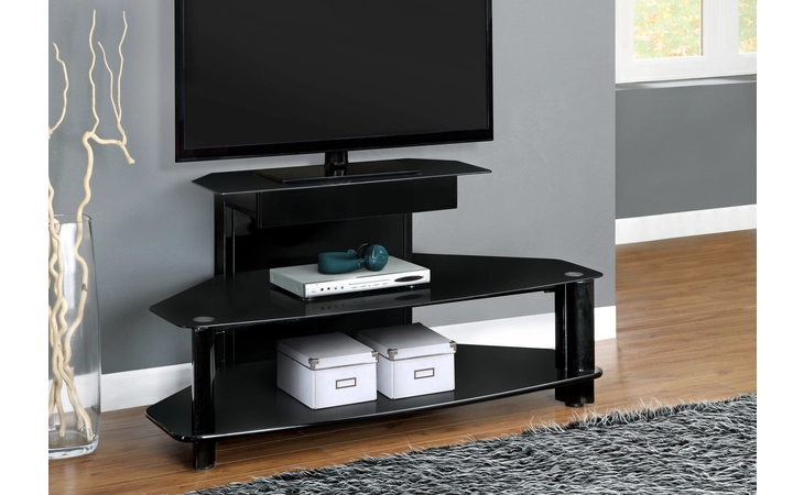 I2000 TV STAND - 48 L - GLOSSY BLACK WOOD - METAL - TEMPERED MONARCH SPECIALTIES  I2000
