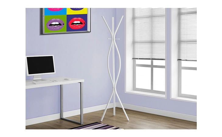 I2050  COAT RACK - 72H - WHITE METAL CONTEMPORARY STYLE