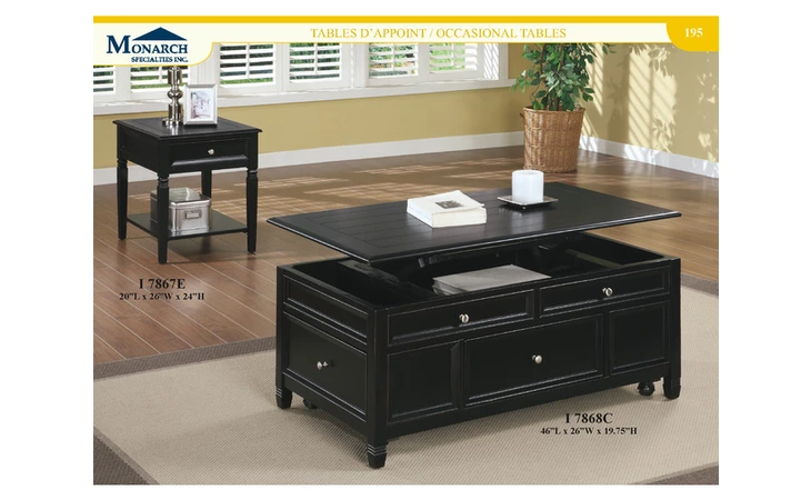 I7867E  BLACK SOLID WOOD END TABLE WITH ONE DRAWER 
 PG195